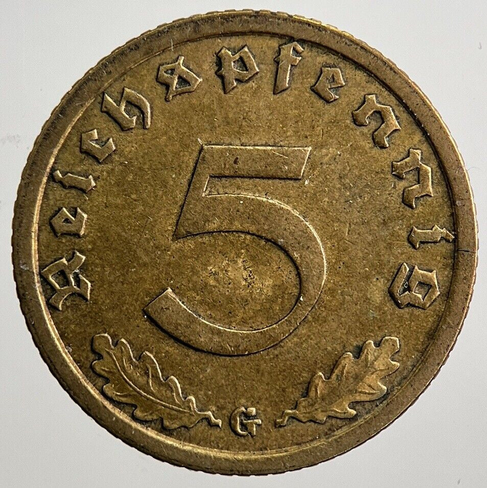 1937 - G Germany Nazi 5 Pfennig Coin | Very High Grade | a417