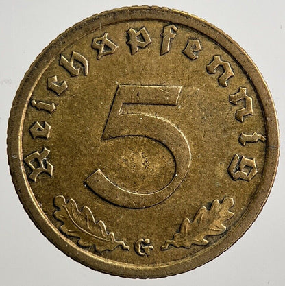 1937 - G Germany Nazi 5 Pfennig Coin | Very High Grade | a417