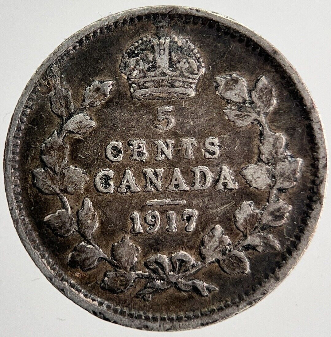 1917 Canada 5 Cents Silver Coin | Fine Collectable Grade | a6310
