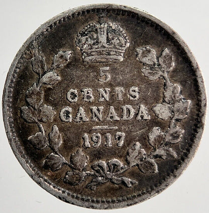 1917 Canada 5 Cents Silver Coin | Fine Collectable Grade | a6310
