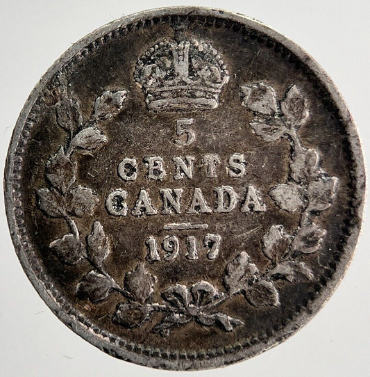1917 Canada 5 Cents Silver Coin | Fine Collectable Grade | a6310