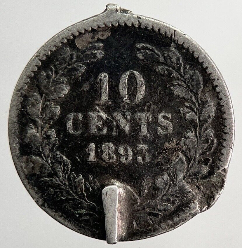 1893 Netherlands 10 Cents Silver Coin | Fine Collectable Grade | a6220