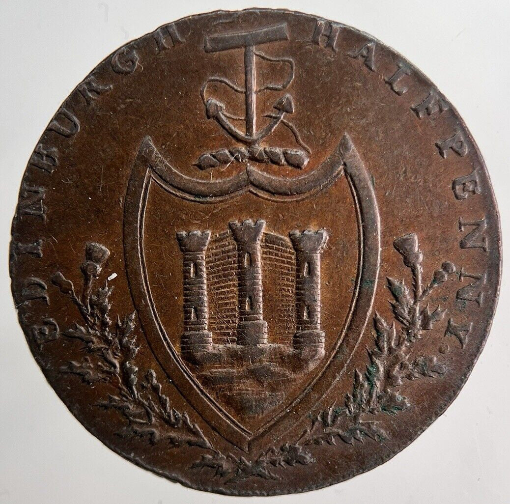 1791 Edinburgh Half-Penny Token Coin | Very High Grade | a6521