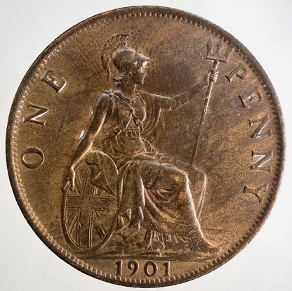 1901 Victoria One Penny Coin | Very Fine Grade | a9643