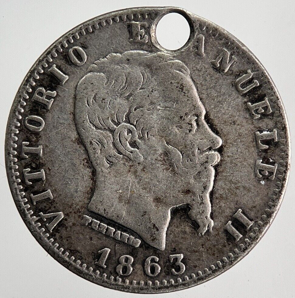 1863 Italy 20 Centesimi Silver Coin | Fine Collectable Grade | a6235