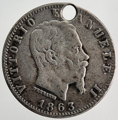 1863 Italy 20 Centesimi Silver Coin | Fine Collectable Grade | a6235