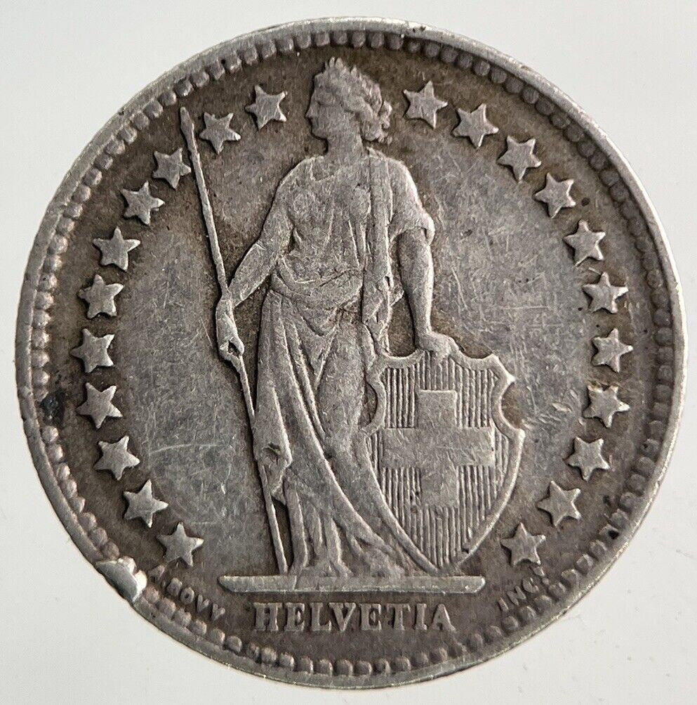 1934 Switzerland Swiss 1/2 Half Franc Silver Coin | Fine Collectable Grade
