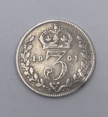 1901 Victoria Threepence | British Silver Coin | Collectable Grade | a68