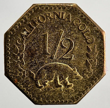 Souvenir 1855 US California Gold Plated 1/2 Token Coin | Collectable Grade