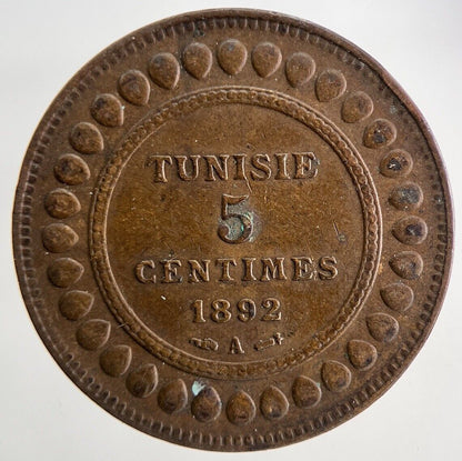 1892 Tunisia 5 Centimes Coin | Very High Grade