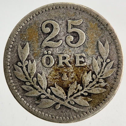 1917 Sweden 25 Ore Silver Coin | Collectable Grade
