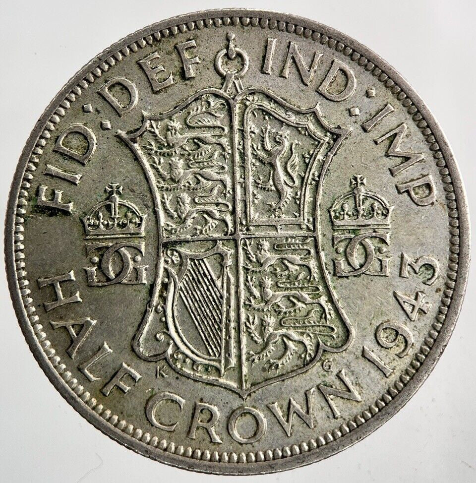 1943 George VI Half - Crown Silver Coin | Fine Collectable Grade