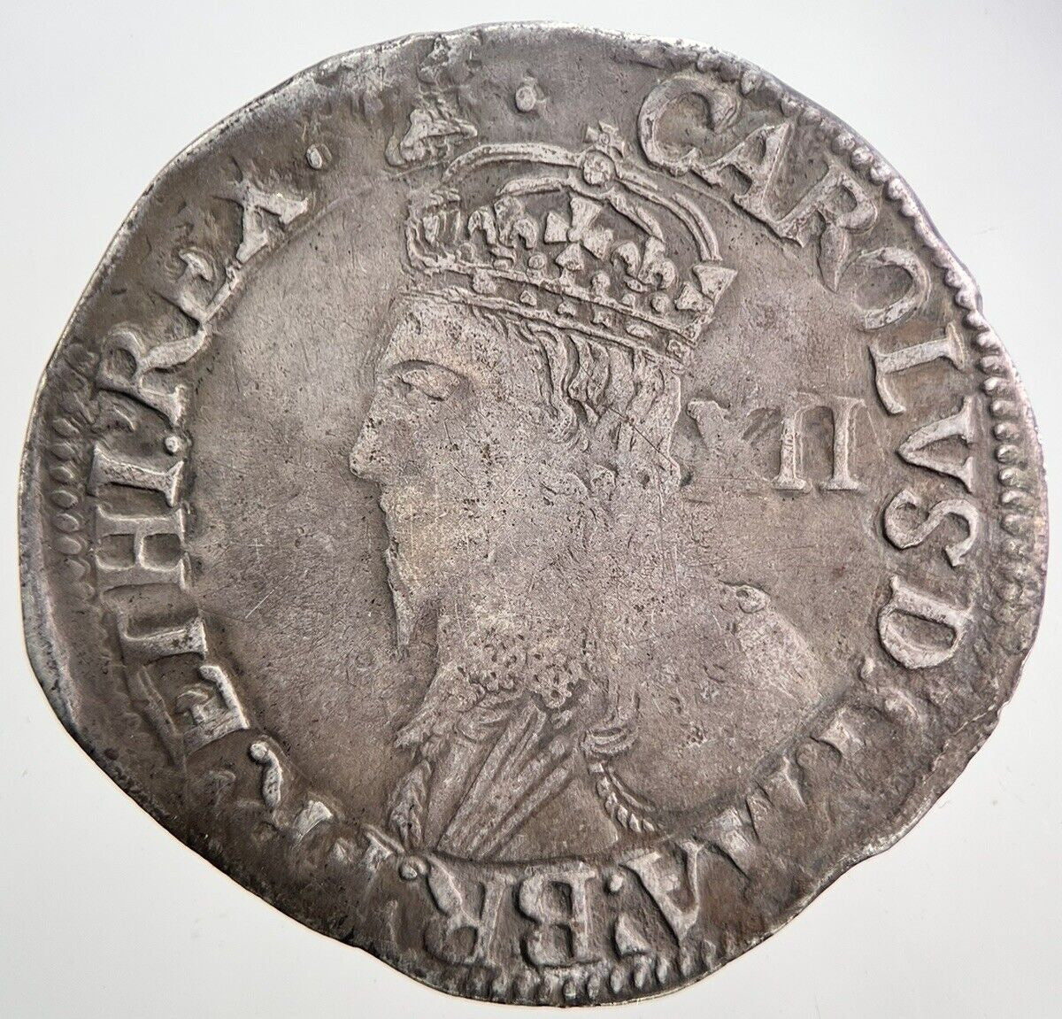 1625-49 Charles I 1st Bell Mint Mark Shilling Silver Hammered Coin | a5983