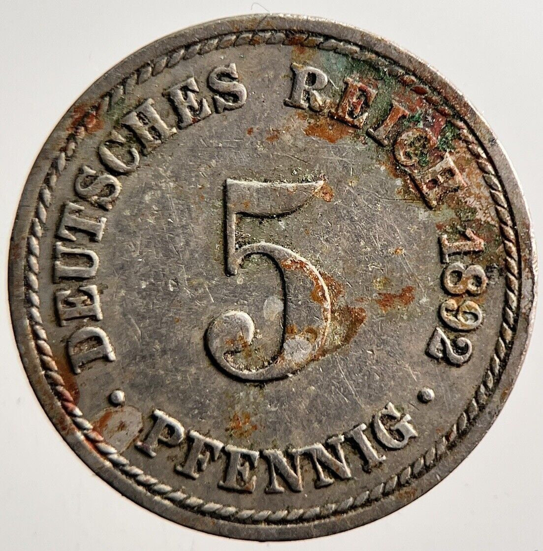 1892 Germany 5 Pfennig Coin | Fine Collectable Grade | a3551