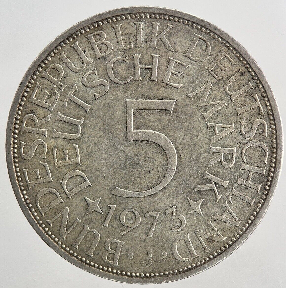1973 - J Germany 5 Mark Silver Coin | Very High Grade