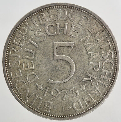 1973 - J Germany 5 Mark Silver Coin | Very High Grade