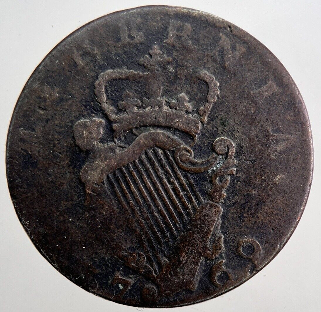 1769 Irish Hibernia Half - Penny Coin | Fine Collectable Grade | a6050