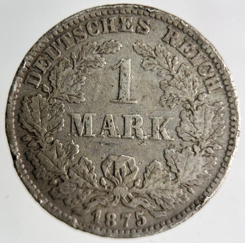 1875 Germany 1 Mark Silver Coin | Fine Collectable Grade