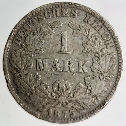 1875 Germany 1 Mark Silver Coin | Fine Collectable Grade