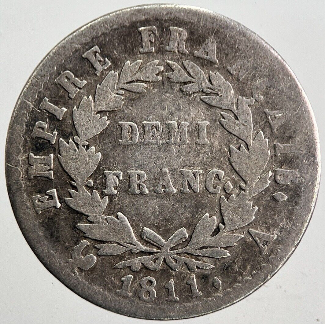 1811 Napoleon Demi Half Franc Silver Coin | Fine Collectable Grade | a5984
