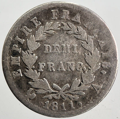 1811 Napoleon Demi Half Franc Silver Coin | Fine Collectable Grade | a5984