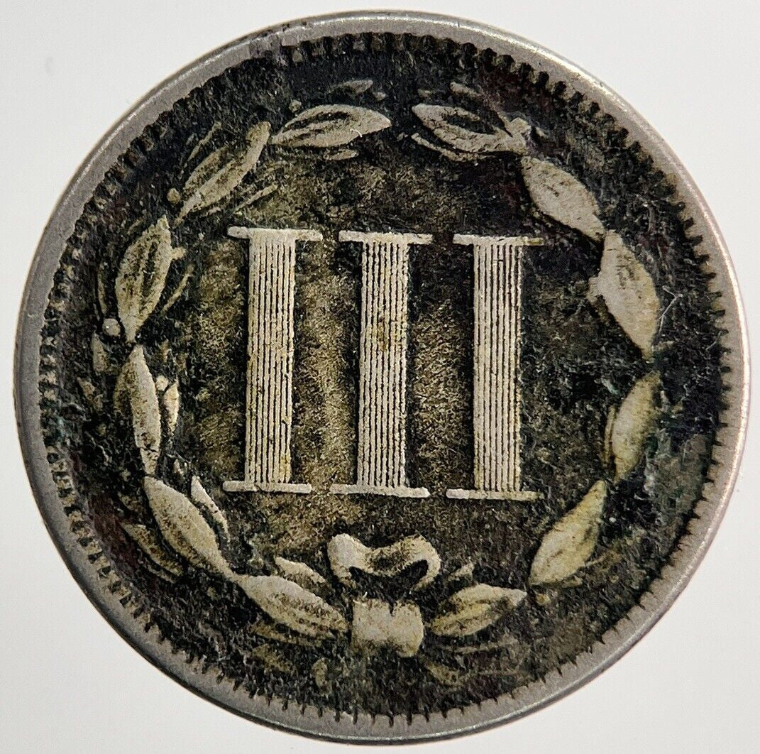 1872 US USA III 3 Cent Nickel Coin | Fine Collectable Grade | a6303