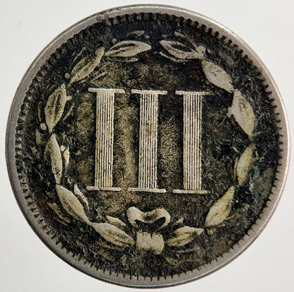 1872 US USA III 3 Cent Nickel Coin | Fine Collectable Grade | a6303