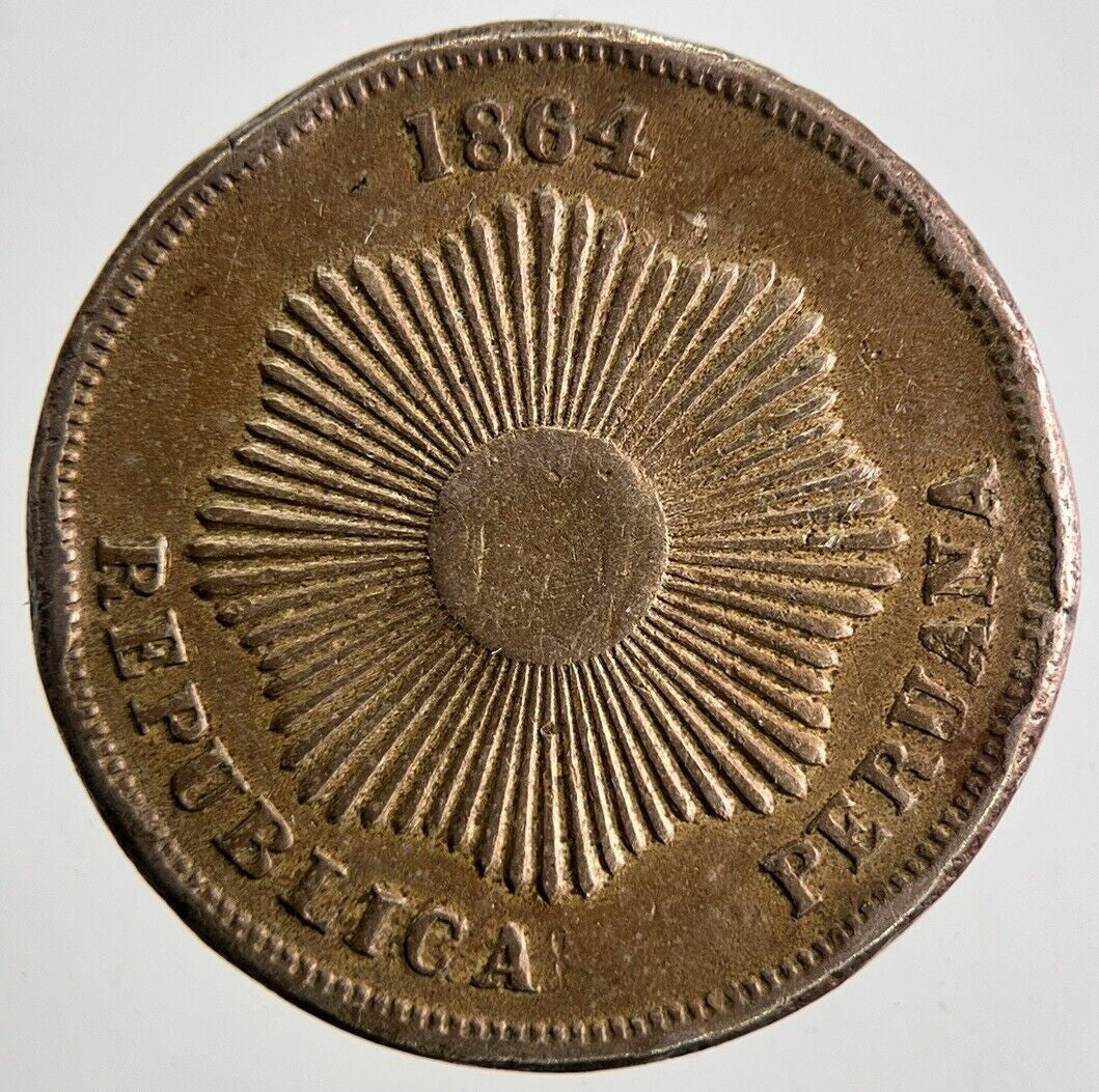 1862 Peru Dos 2 Centavos Coin | Fine Collectable Grade | a9861