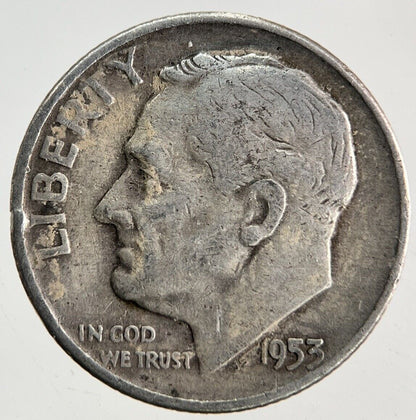 1953 - D US USA Roosevelt Dime Silver Coin | Fine Collectable Grade