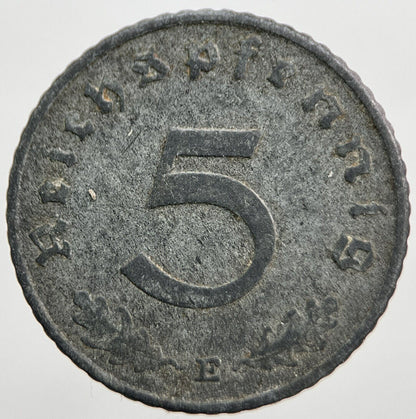 1940 - E Germany Nazi 5 Pfennig Coin | Collectable Grade | a762