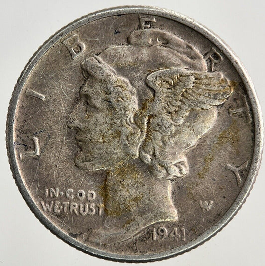 1941 US USA Mercury One Dime Silver Coin | Fine Collectable Grade