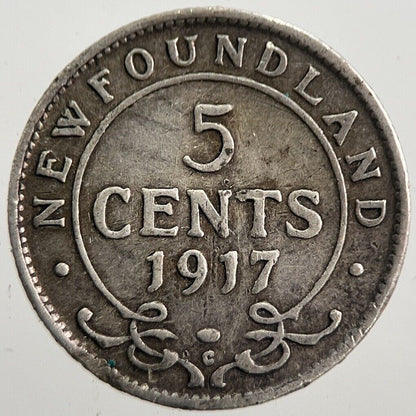 1917 New Foundland 5 Cents Silver Coin | Collectable Grade | a7649