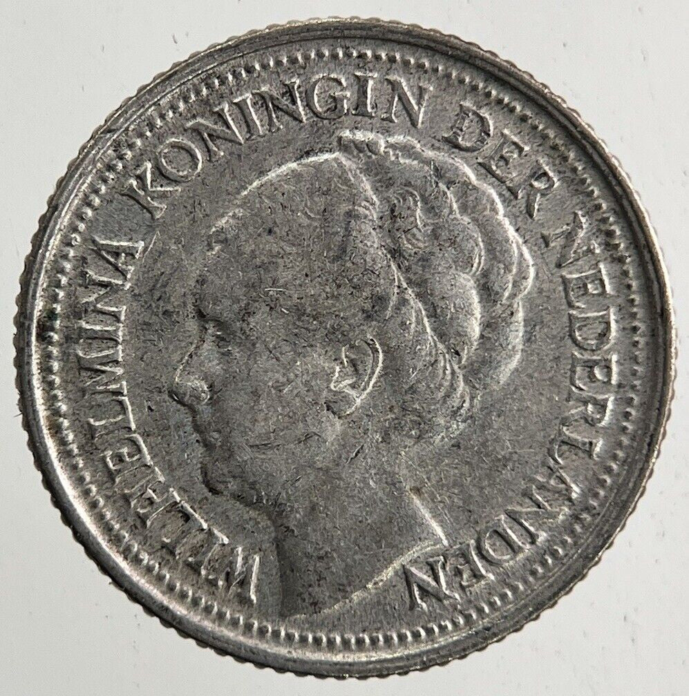 1935 Netherlands 10 Cents Silver Coin | Fine Collectable Grade