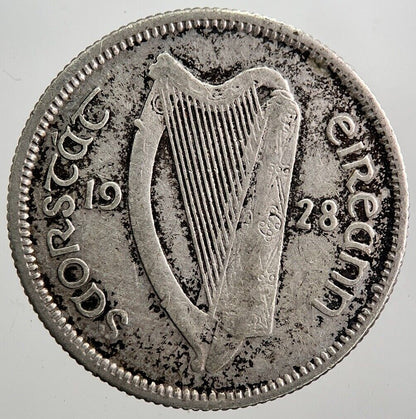 1928 Irish Shilling Bull Silver Coin | Fine Collectable Grade | a7971