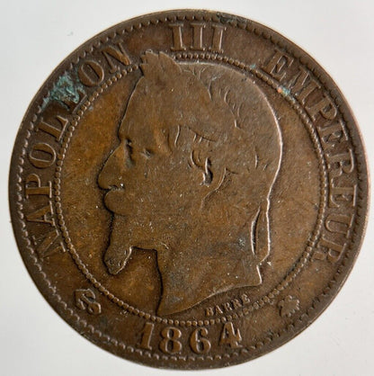 1864 France 5 Centimes Coin | Fine Collectable Grade