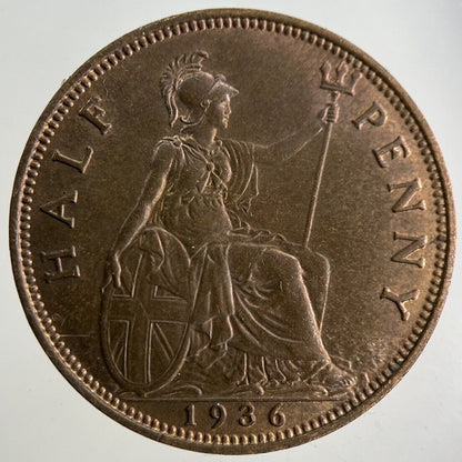 1936 George V Half-Penny Coin | Very Fine Grade