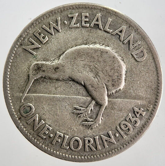 1934 New Zealand Florin Silver Coin | Collectable Grade | a7118