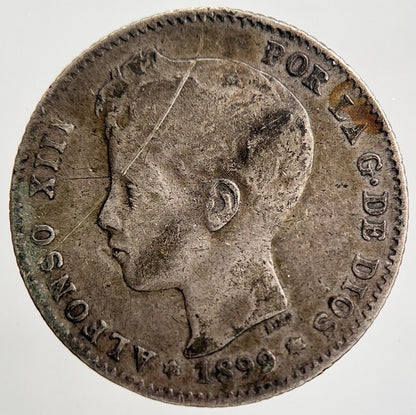 1899 Una 1 Peseta Silver Coin | Collectable Grade | a2107