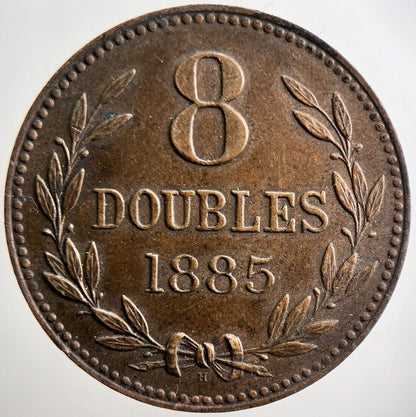 1885 8 Doubles Guernsey Coin | Fine Collectable Grade | a3804