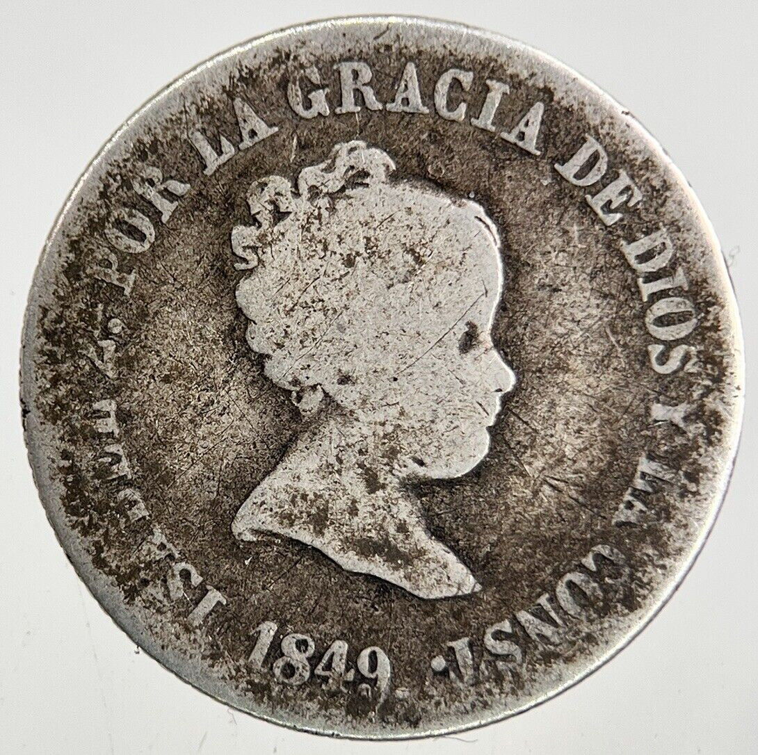 1849 Spain 2 Reales Silver Coin | Collectable Grade