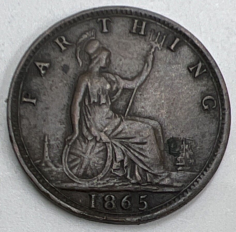 1865 Victoria Farthing | British Copper Coin | Fine Collectable Grade | a621