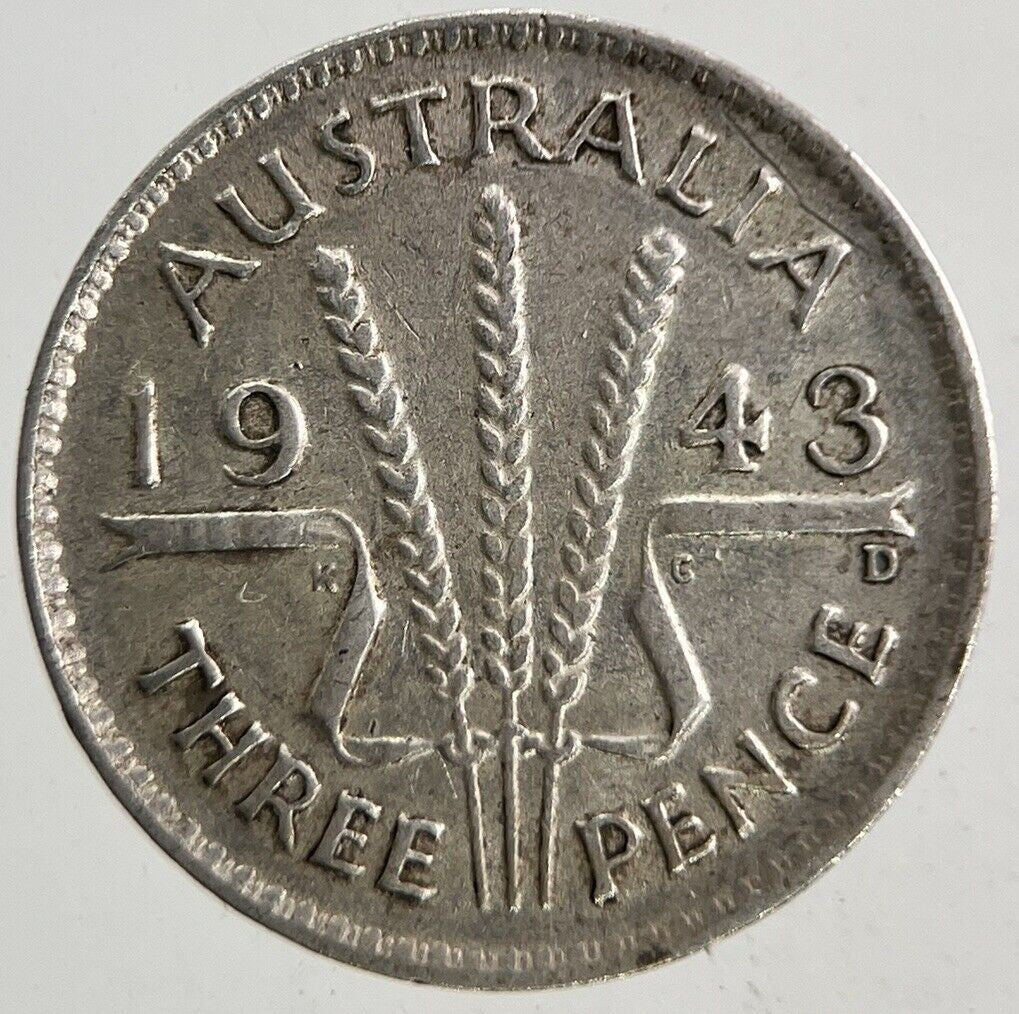 1943 - D Australia Threepence Silver Coin | Fine Collectable Grade