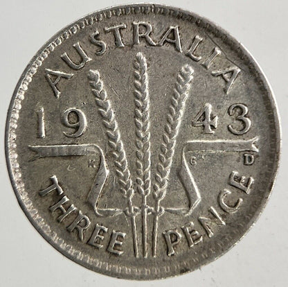 1943 - D Australia Threepence Silver Coin | Fine Collectable Grade