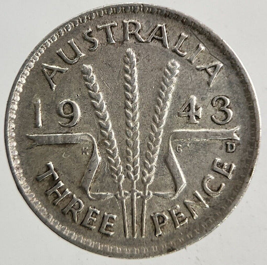 1943 - D Australia Threepence Silver Coin | Fine Collectable Grade