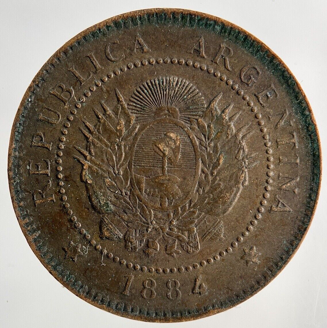 1884 Argentina Un 1 Centavo Coin | Fine Collectable Grade