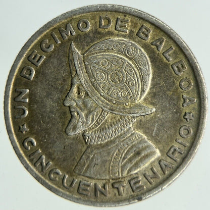 1953 Panama Un Decimo 1/10 Balboa Silver Coin | Fine Collectable Grade