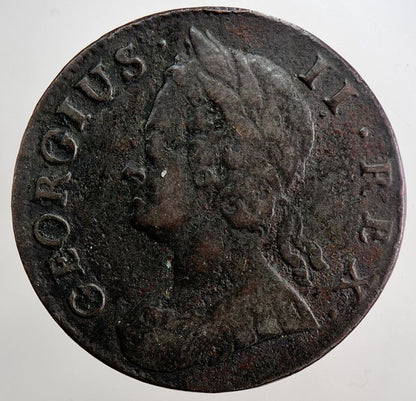 1744 George 2nd II Half-Penny British Coin | Fine Collectable Grade | a5047