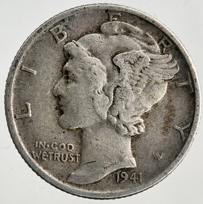 1941 US USA Mercury One Dime Silver Coin | Fine Collectable Grade