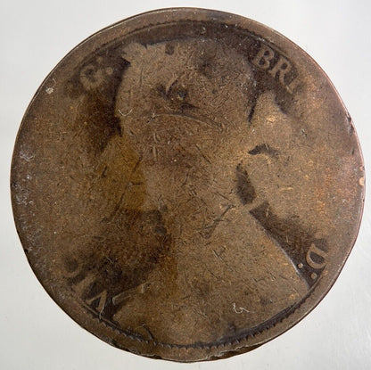 1874 Victoria One Penny Coin | Worn Grade