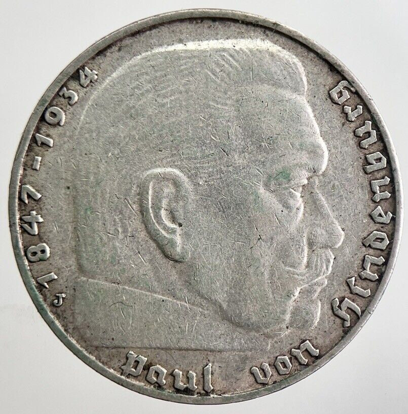 1937 - J Germany Nazi 2 Mark Silver Coin | Fine Collectable Grade | a2415